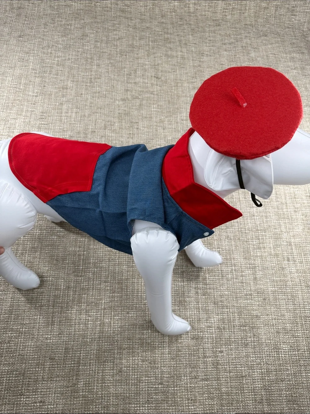 Red and Blue Dog vest with Cap